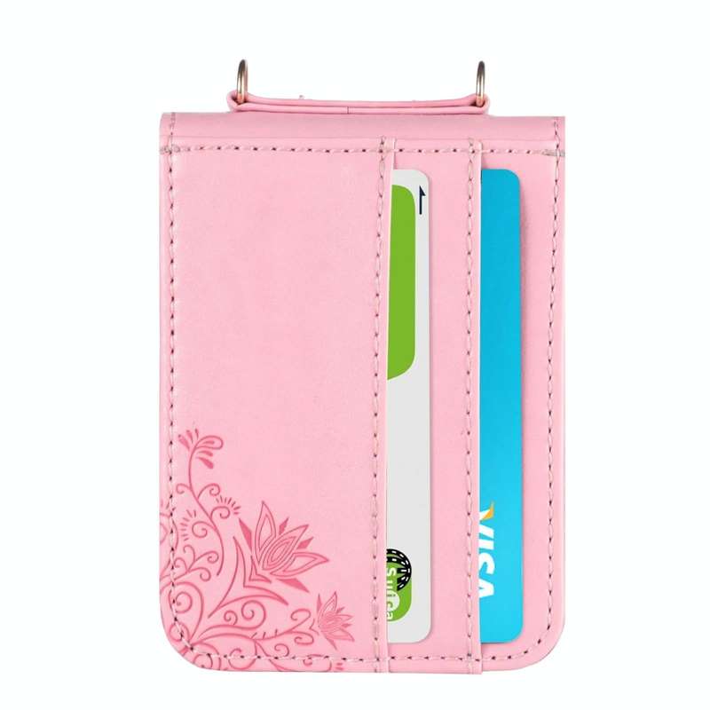 For Samsung Galaxy Z Flip4 5G Diagonal Lanyard Embossed Card Phone Case(Pink)
