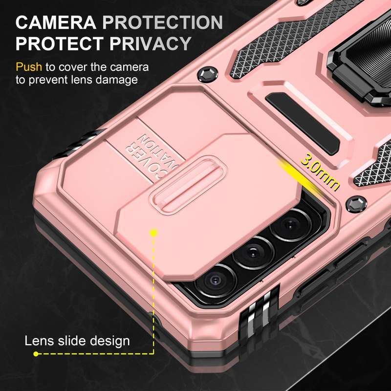 For Samsung Galaxy A52 5G/4G Armor PC + TPU Camera Shield Phone Case(Rose Gold)