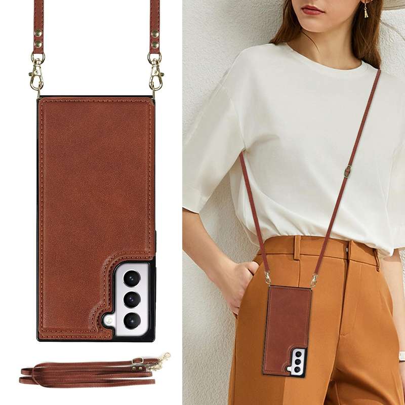 For Samsung Galaxy S21 5G Cross-body Square Double Buckle Flip Card Bag TPU+PU Case with Card Slo...