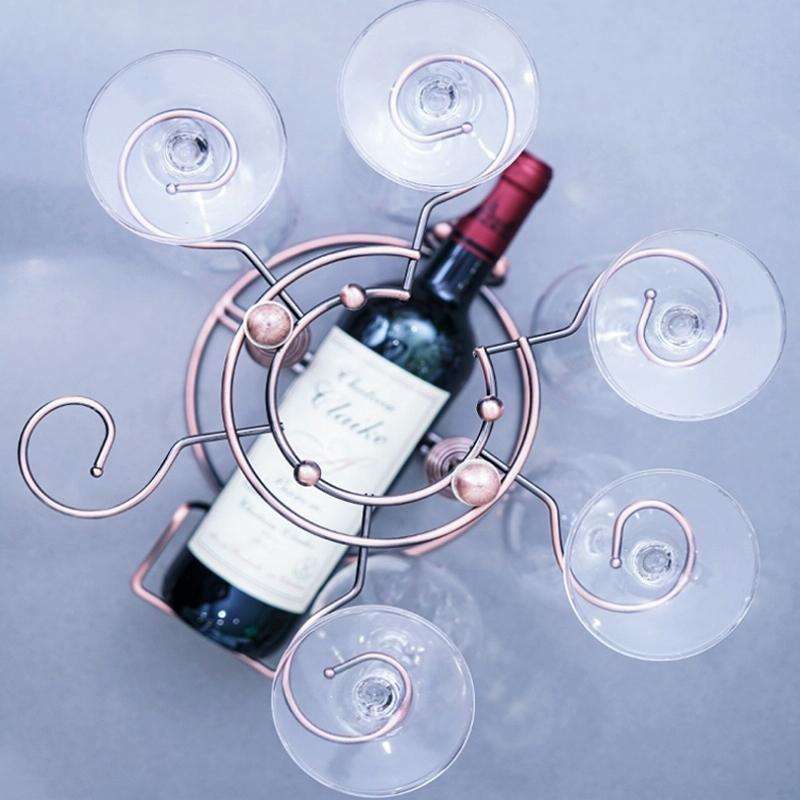 Multifunctional Red Wine Glass Upside Down Rack Wrought Iron Wine Decanter Shelf Goblet Rack