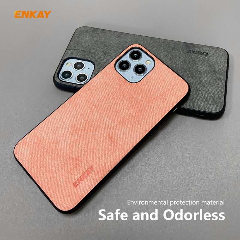For iPhone 11 Pro Max ENKAY ENK-PC030 Business Series Fabric Texture PU Leather + TPU Soft Slim C...