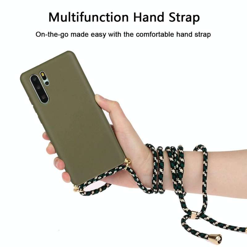 For Huawei P30 Pro Wheat Straw Material + TPU Protective Case with Lanyard(Army Green)