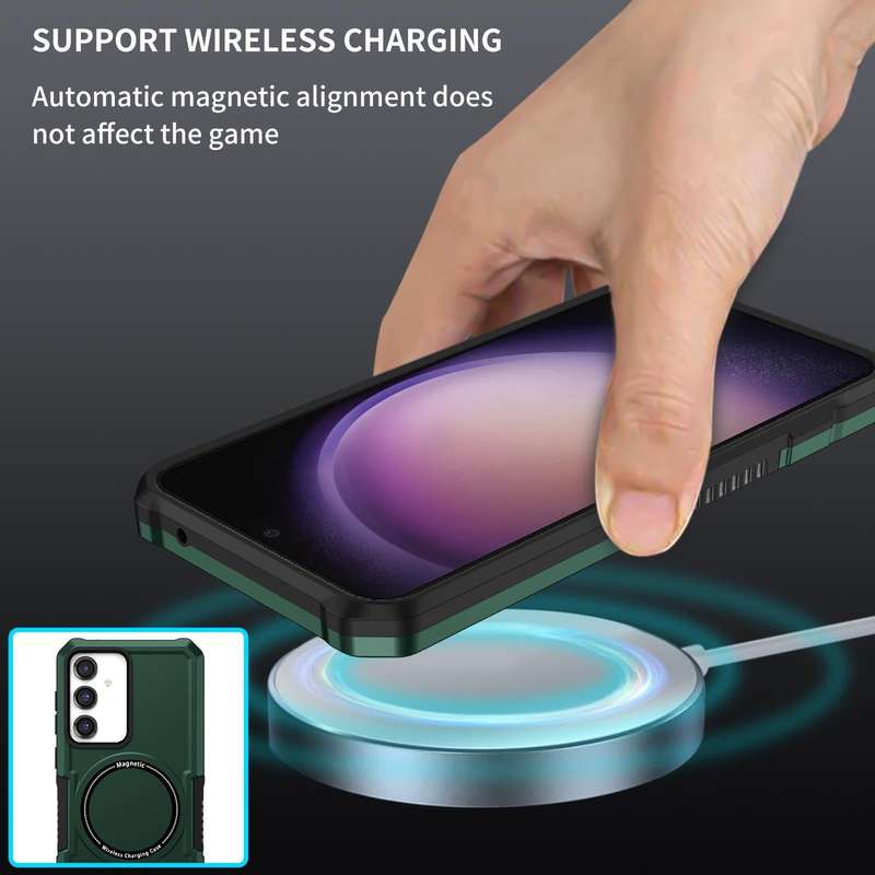 For Samsung Galaxy S23 FE MagSafe Shockproof Armor Phone Case(Dark Green)