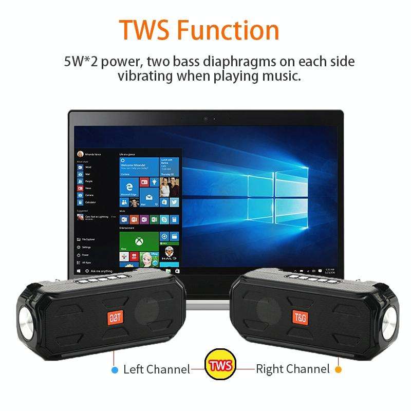 T&G TG280 Solar Power Charging Bluetooth Speakers with Flashlight, Support TF Card / FM / 3.5mm A...