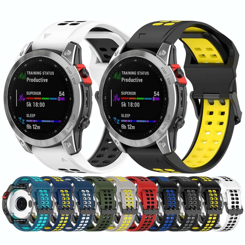 For Garmin Forerunner 965 22mm Two-Color Reverse Buckle Silicone Watch Band(Black+Yellow)