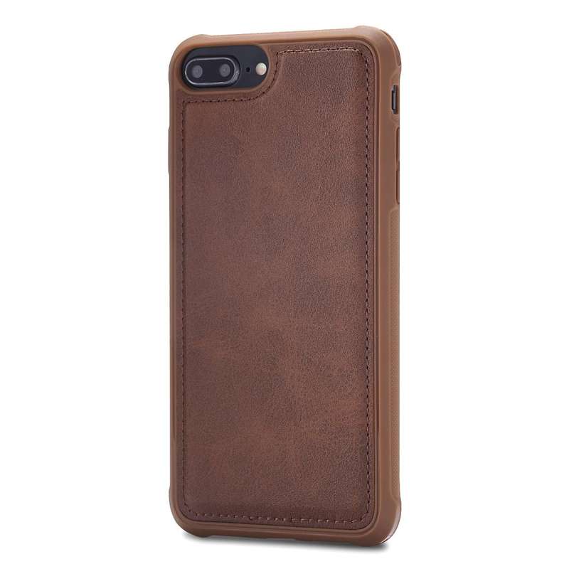 For iPhone 7 Plus / 8 Plus Magnetic Shockproof PC + TPU + PU Leather Protective Case(Coffee)
