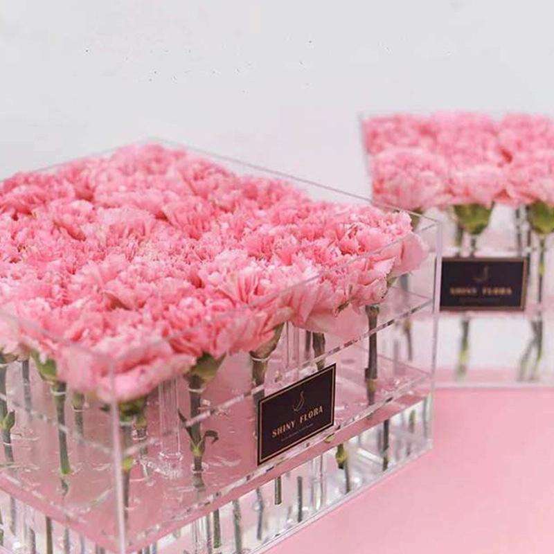 Square Transparent Acrylic Gift Box Flower Box, Specification: 4 Holes