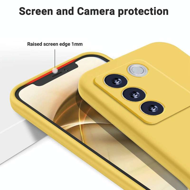 For vivo V27e / S16e Pure Color Liquid Silicone Shockproof Phone Case(Yellow)