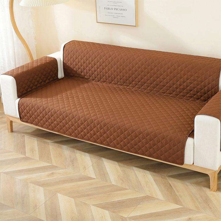 Double-sided Waterproof Pet Cushion Diamond Pattern Sofa Cover, Size:55x196cm(Coffee)