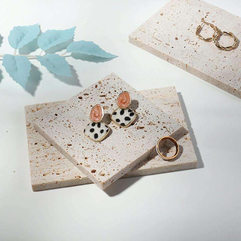 2 PCS Cave Stone Jewelry Shooting Props Jewelry Display Stand, Color: Beige (10x10cm)