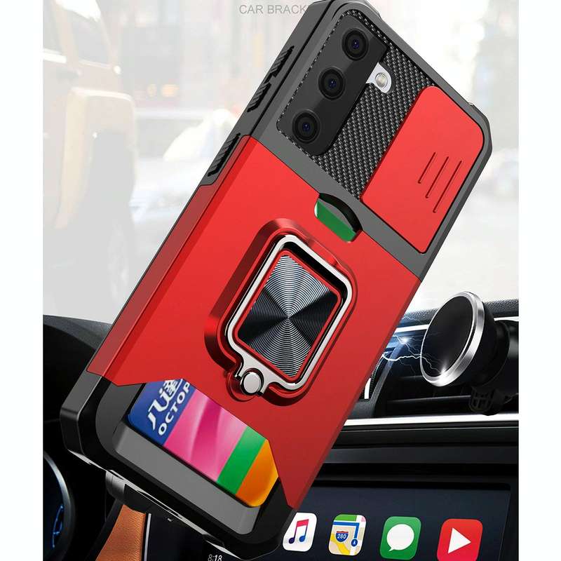 For Samsung Galaxy S21 Sliding Camera Cover Design PC + TPU Shockproof Case with Ring Holder & Ca...