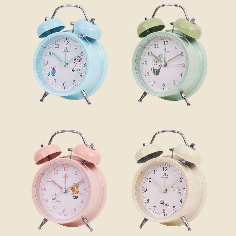 Student Cute Style Bell Alarm Clock Bedside Mute Clock With Light Specification Y36 4 Inch (Beige)