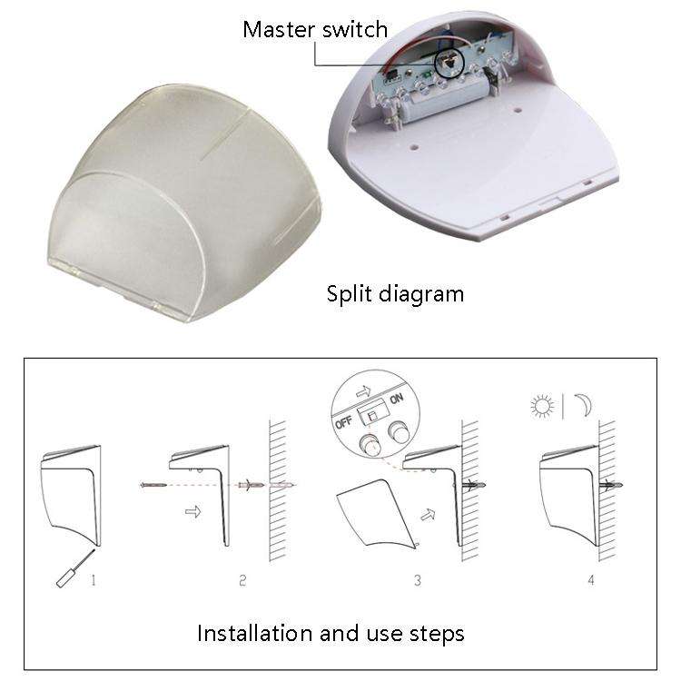 8 LED Light Control Solar Garden Wall Light Outdoor Fence Light Lawn Light Street Lamp(Warm Light)