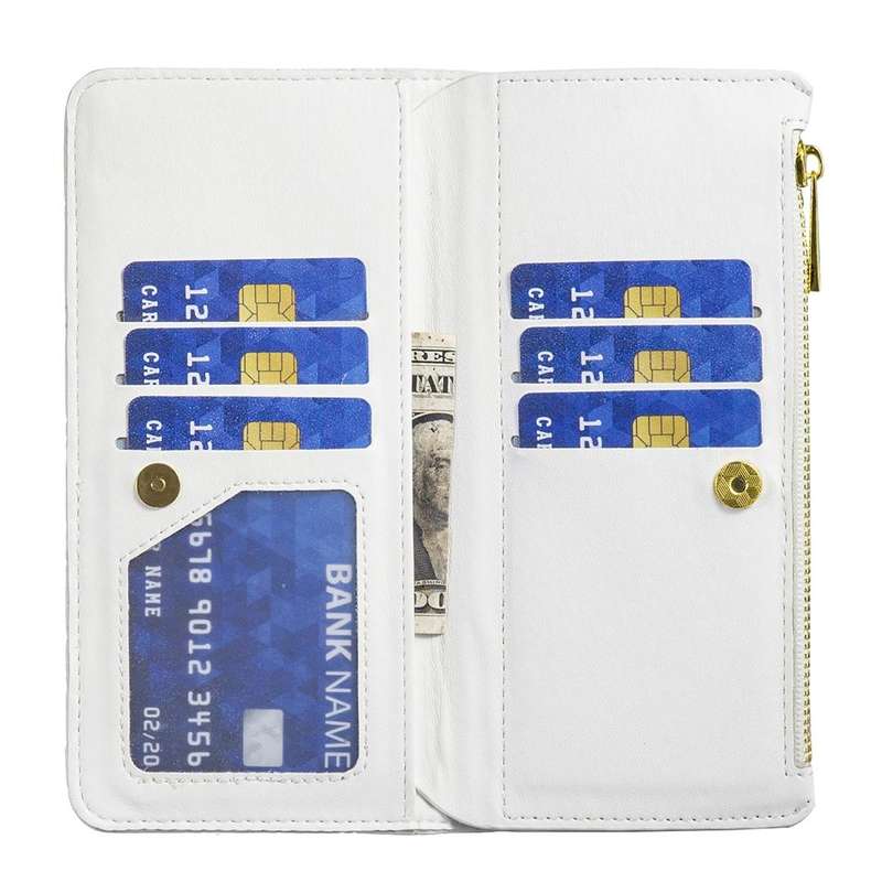 For Samsung Galaxy S22 Ultra 5G Diamond Lattice Zipper Wallet Leather Flip Phone Case(White)