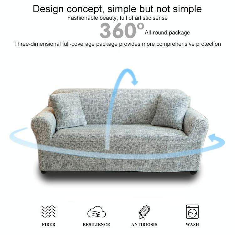 Double Seat Full Coverage Elastic Non-slip Sofa Cover(Fashion Grey)
