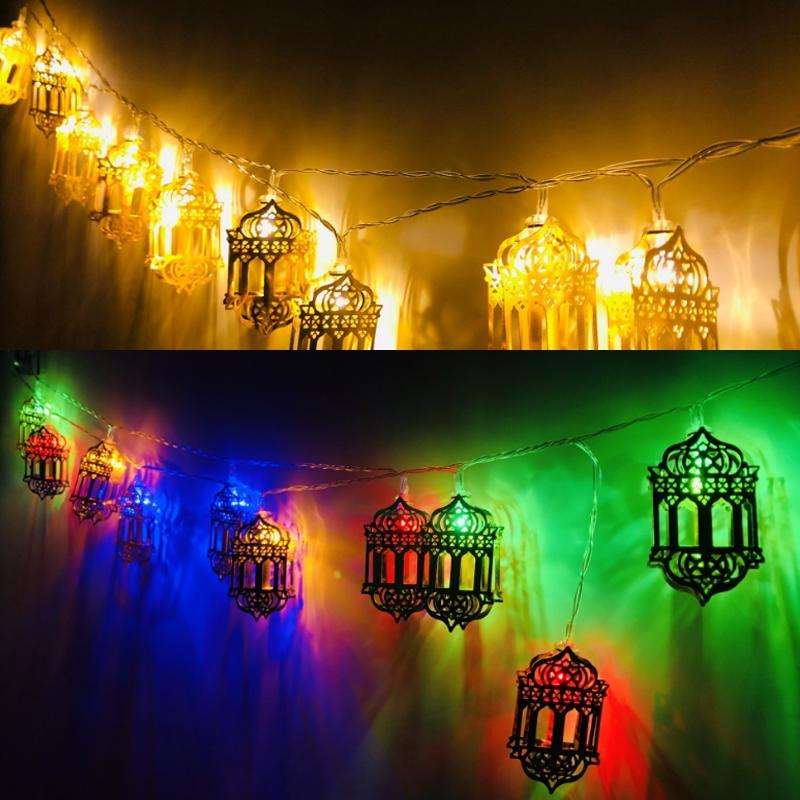 3m 20 LEDs Eid Al-Fitr Festival Iron Art String Lights Ramadan LED Decoration Pendant(White Light)