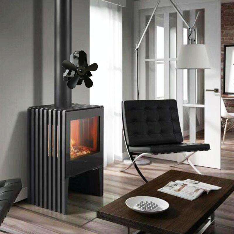 YL-106 5-Blade High Temperature Aluminum Heat Powered Fireplace Stove Fan(Grey)