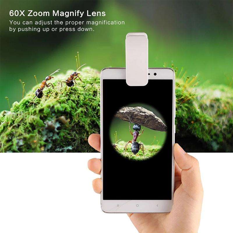 65X Zoom Digital Mobile Phone Microscope Magnifier with LED Light & Clip for Galaxy Note III / N9...