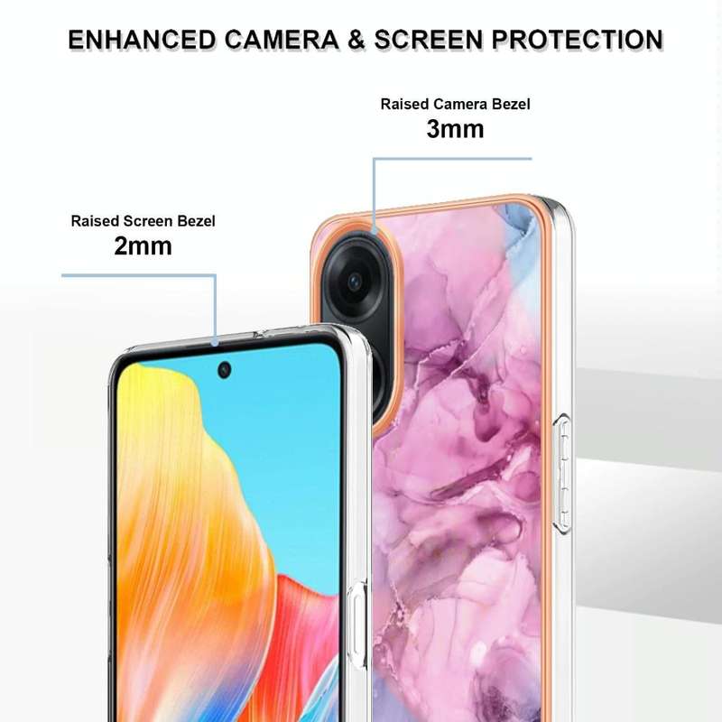 For OPPO A98 Electroplating Marble Dual-side IMD Phone Case(Pink 013)