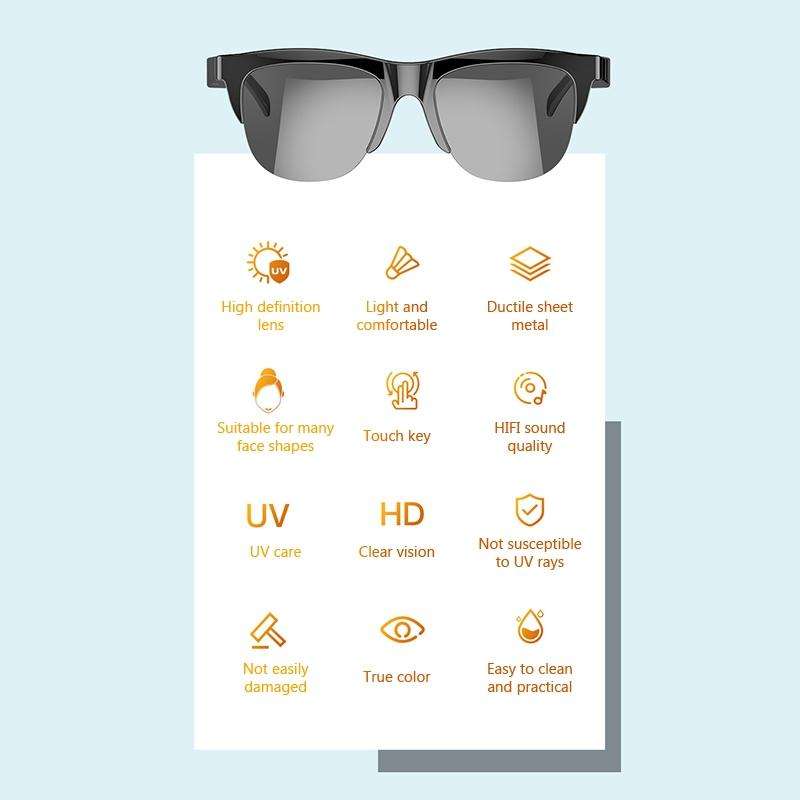 F06 Universal Style Bluetooth 5.3 Smart Sunglasses Wireless Headset Anti-Strong Light Anti-Polari...