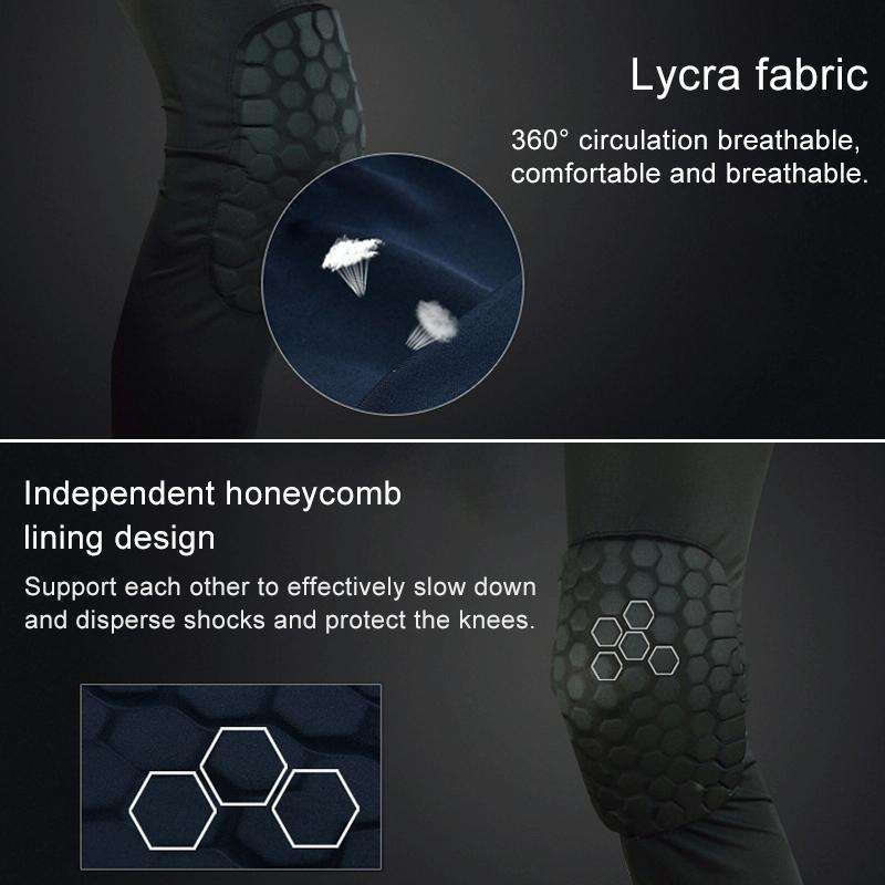 Long Sports Anti-collision Anti-fall Breathable Honeycomb Knee Pads, Size:M(Black)