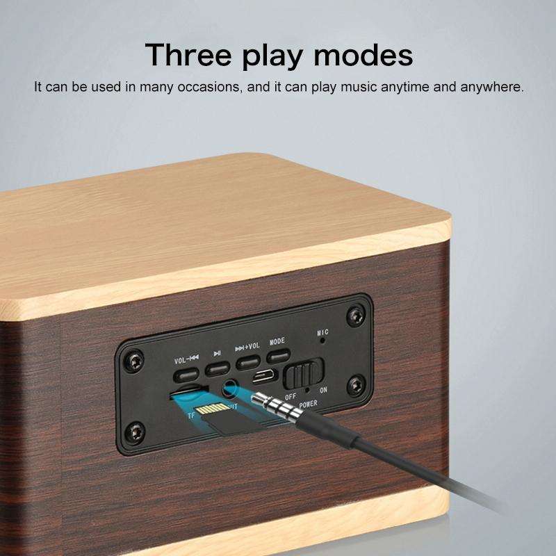 D70 QI Standard Subwoofer Wooden Bluetooth 4.2 Speaker, Support TF Card & 3.5mm AUX Brown