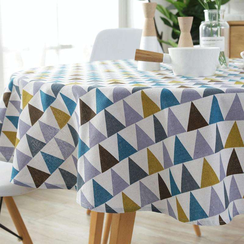 Polyester Cotton Round Tablecloth Dust-proof Cotton and Linen Printing Tablecloth, Diameter:150cm...