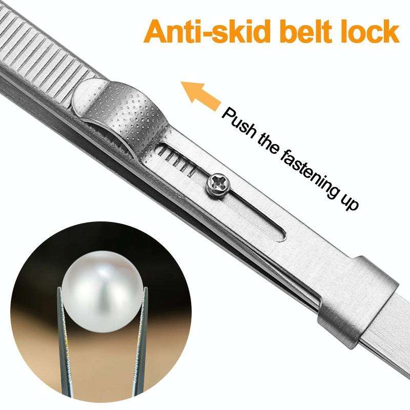 Diamond Jewellery Tweezers With Slotted Stainless Steel Tweezers ,Spec: Straight