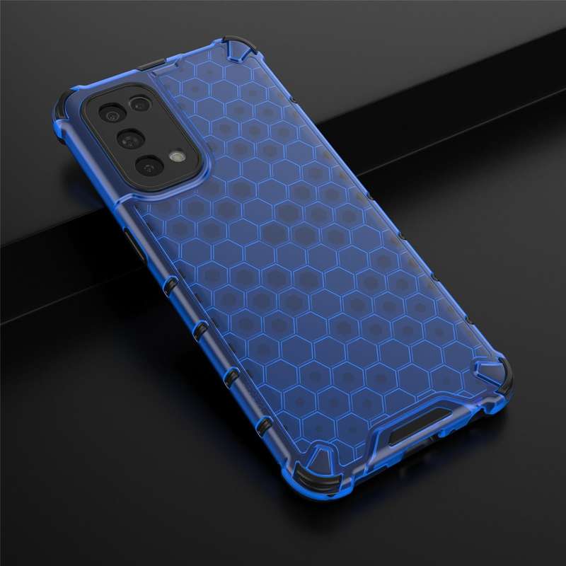 For Oppo Reno5 5G Shockproof Honeycomb PC + TPU Case(Blue)