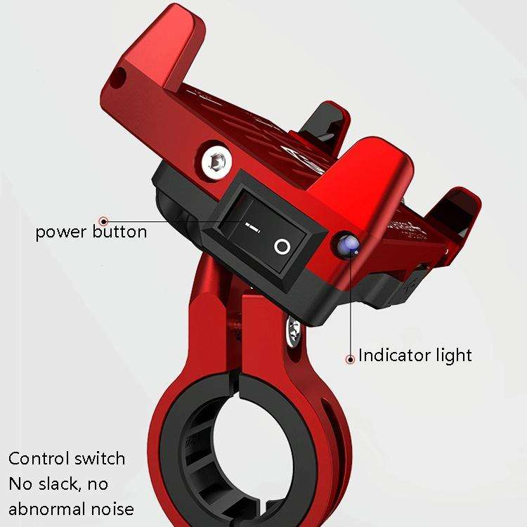 Kewig M6 Aluminum Alloy Motorcycle Mobile Phone Bracket Rechargeable With Switch Waterproof Stabl...