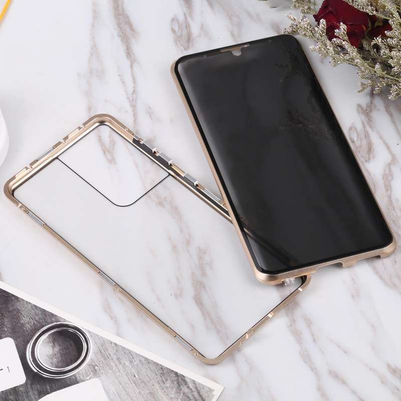 For Samsung Galaxy S21 Ultra 5G Anti-peeping Magnetic Double-sided Tempered Glass Phone Case(Gold)