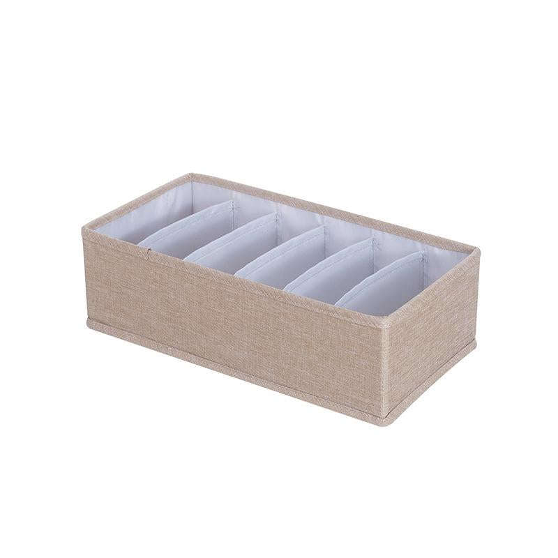 Foldable Drawer Clothes Storage Box, Spec: 6 Grids (Linen)