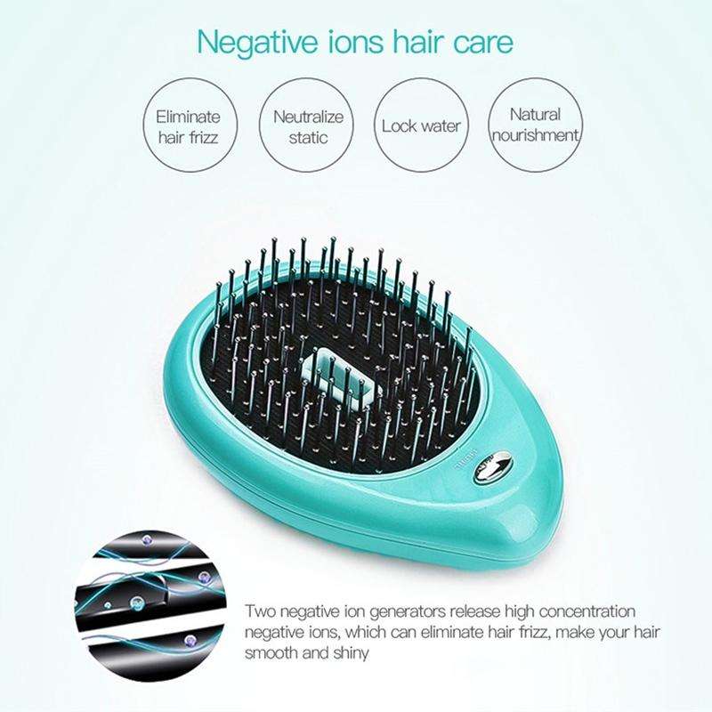 Portable Electric Hair Ionic Brush Hair Straightener Brush Negative Ion Comb Anti-static Massage ...