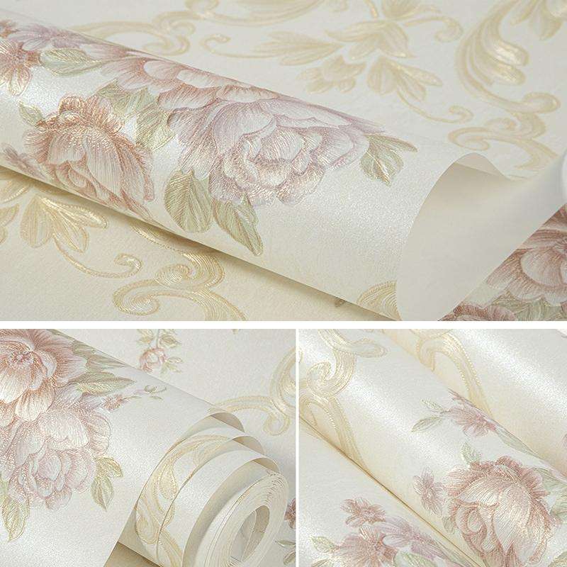 0.53 x 3m 3D Pastoral Style Wallpaper Bedroom Living Room Non-Woven Fabric Self-Adhesive Wall Sti...