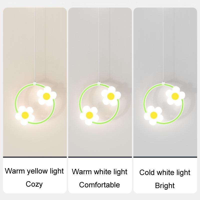 Children Room Bedside Warm Sunflower Chandelier, Color: Round Pink Warm Light