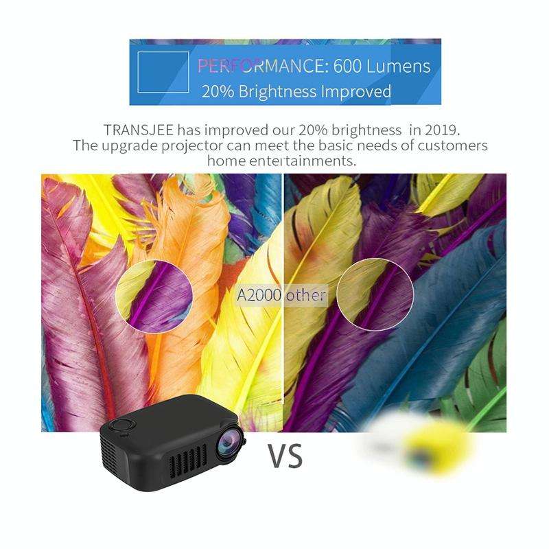 A2000 1080P Mini Portable Smart Projector Children Projector, US Plug(Black)