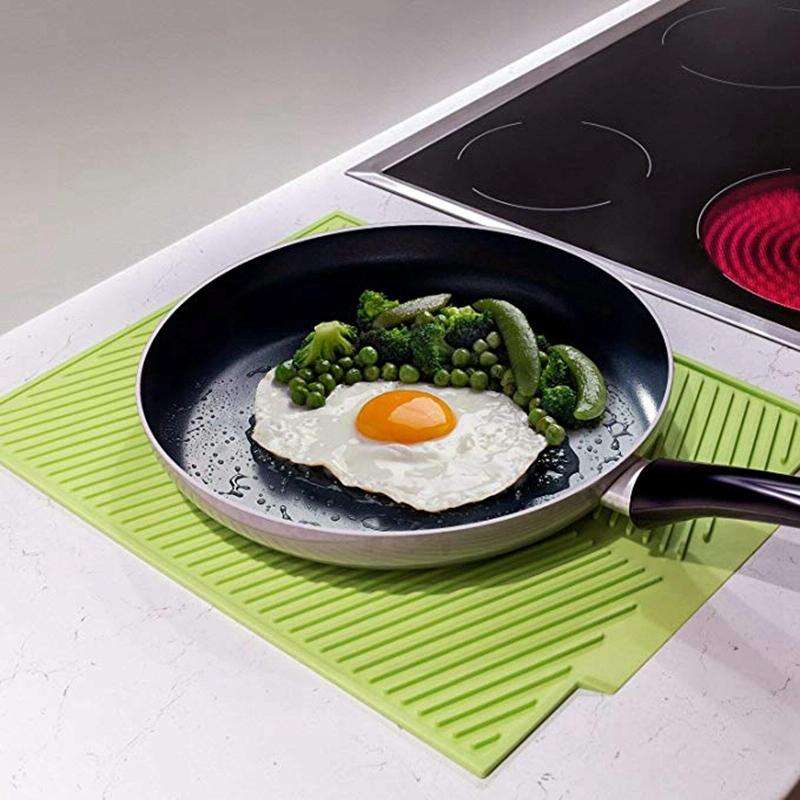 Silicone Drain Pad Kitchen Multifunctional Thermal Insulation Drying Pad(Green)