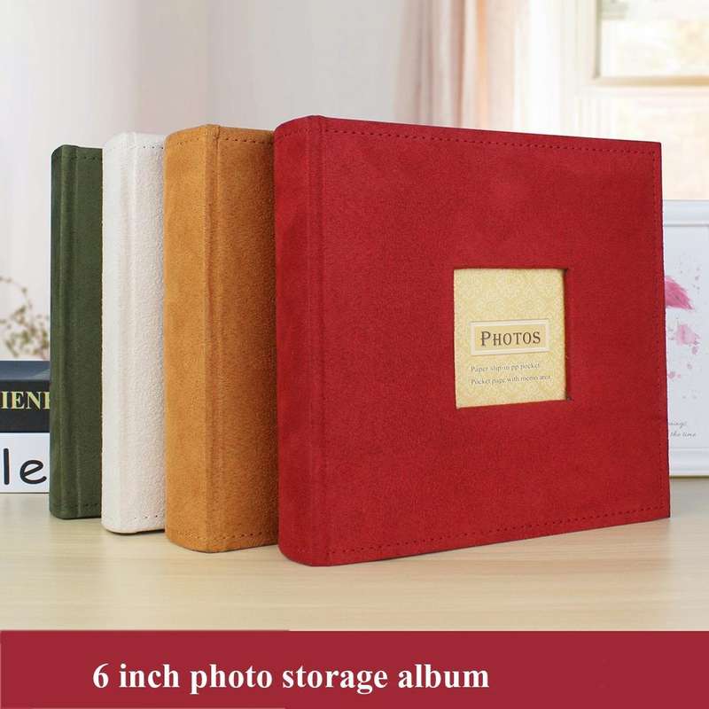 6 Inch 200 Sheets Flannel Retro Photo Album Interstitial Photo Storage Book(Green)