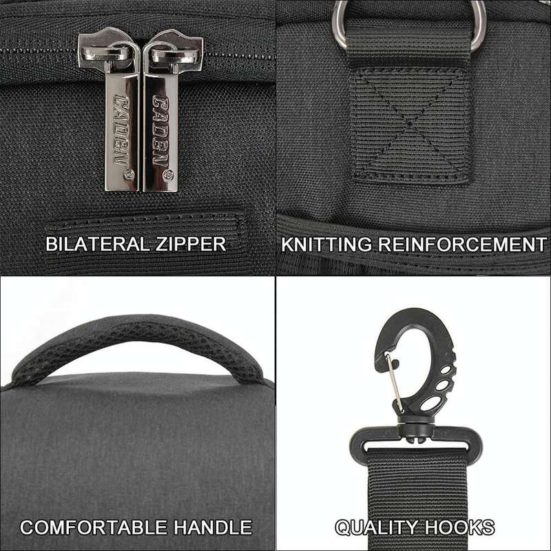 CADEN D11 Waterproof Crossbody Shoulder SLR Camera Bag, Size: 20.5 x 16 x 27cm (Black)
