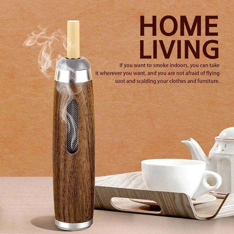 Car Smoking Multifunctional Anti-Flying Ashtray(Beechwood Dark Walnut)