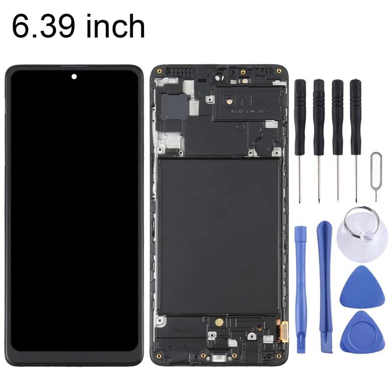 OLED LCD Screen for Samsung Galaxy A71 SM-A715(6.39 inch) Digitizer Full Assembly with Frame (Black)