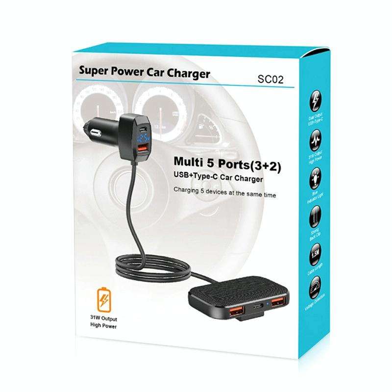 SC02 5 In 1 Mobile Phone Fast Recharge Car Charger