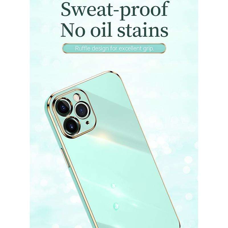 For iPhone 12 XINLI Straight 6D Plating Gold Edge TPU Shockproof Case(Cherry Purple)
