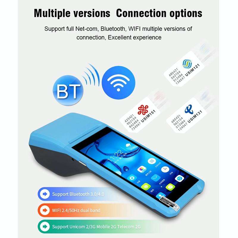 POS-6100 5.5 inch Handheld Android Smart Scan Code Cash Register Thermal Printing Machine PDA Ter...
