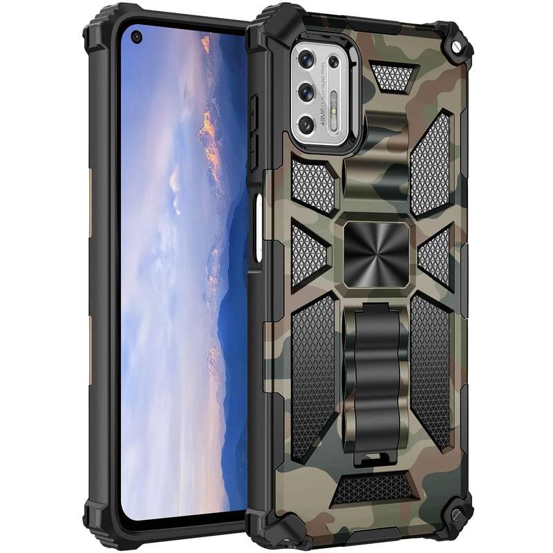 For Motorola Moto G Stylus (2021) Camouflage Armor Shockproof TPU + PC Magnetic Protective Case w...