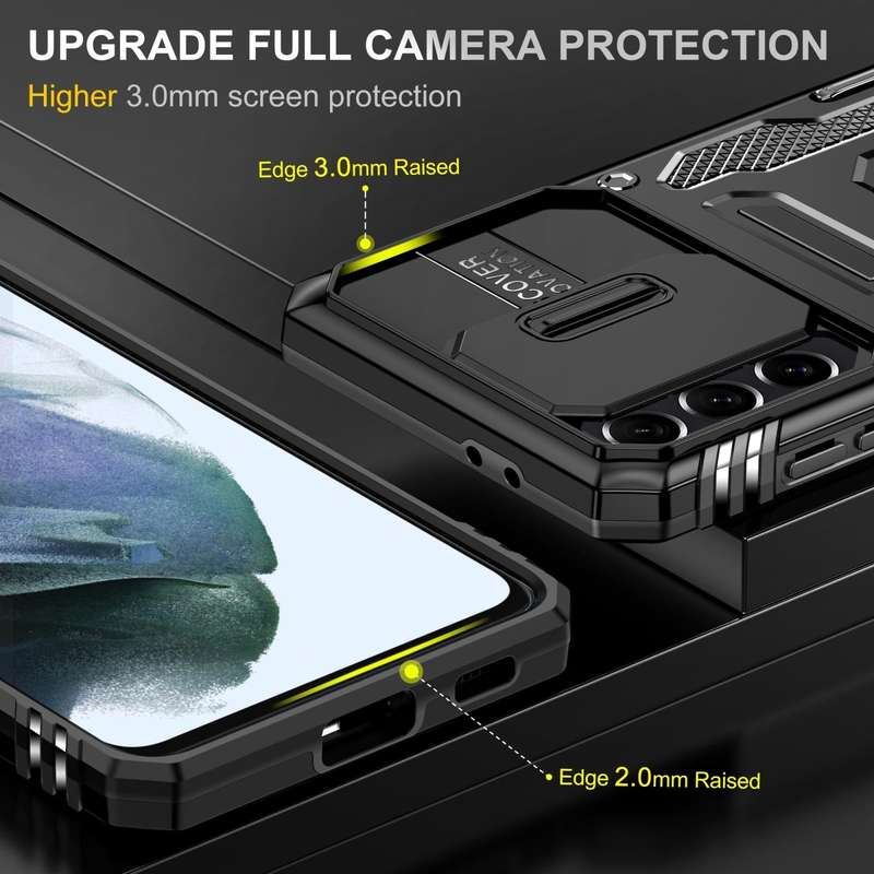 For Samsung Galaxy S22+ 5G Armor PC + TPU Camera Shield Phone Case(Black)