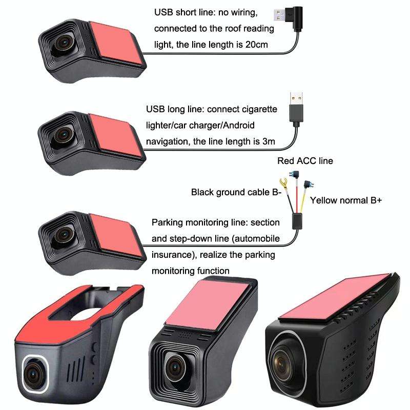 M1 Hidden Driving Recorder WiFi Phone Connecting Car Parking Monitoring 1080P HD Recorder(With Bu...