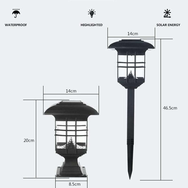 Solar Pillar Light Outdoor Waterproof Decorative Garden Lawn Wall Lamp(Warm White Light)