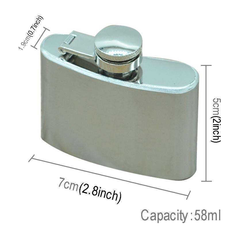 58ml(2oz) Stainless Steel Pocket Flagon Outdoor Sports Flat ultralight Liquor Flask Camping Porta...
