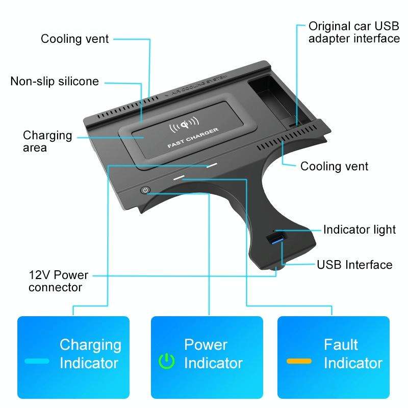HFC-1015 Car Qi Standard Wireless Charger 10W Quick Charging for BMW X3 2018-2021, Left and Right...
